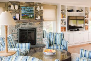 Living Room at Granite Point, Custom Home Construction in Southern Maine