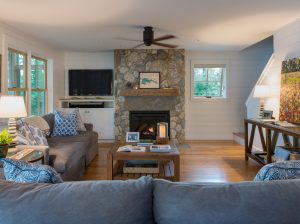 Living Room, Custom Home Construction in Southern Maine